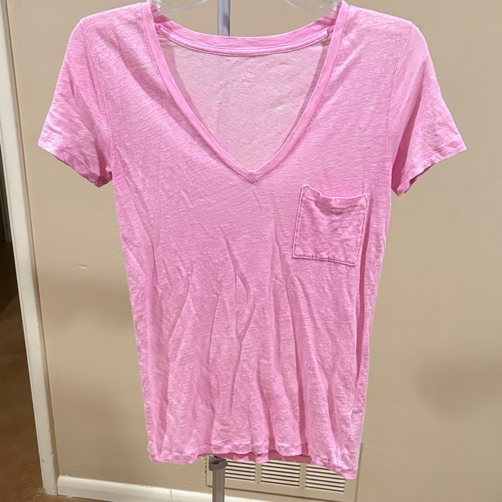 J. Crew Light Pink V-Neck Tee with Pocket